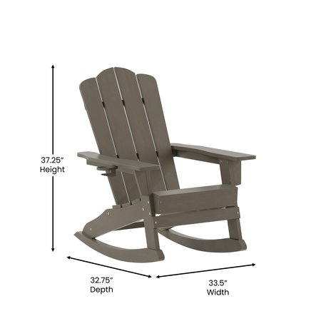 Flash Furniture Brown Adirondack Rocking Chair with Cupholder LE-HMP-1044-31-BR-GG